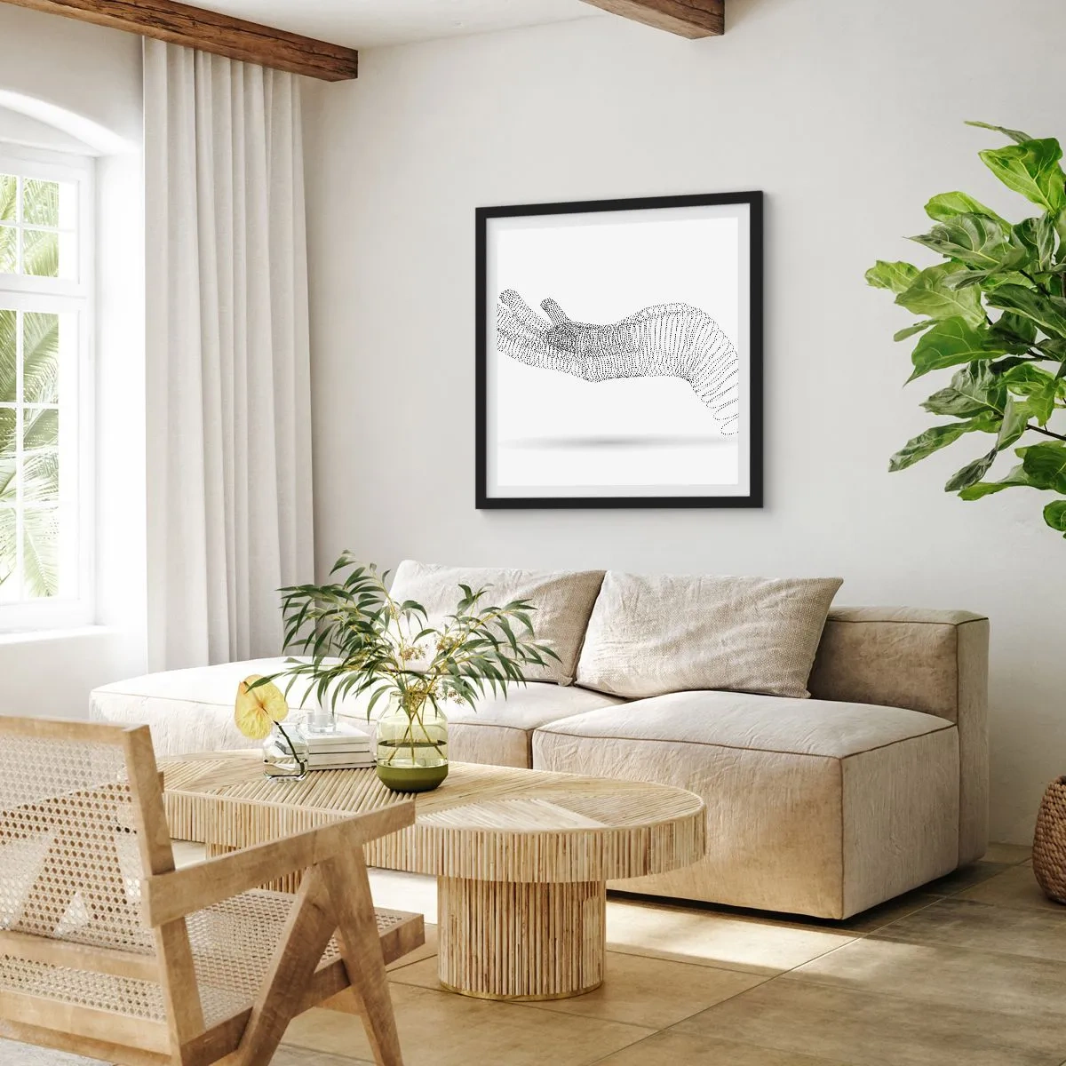 Affiche dans un cadre noir - Poster - La main ressort - 60x60 cm