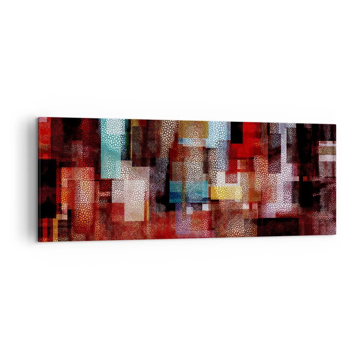 Impression sur toile - Image sur toile - Abstraction géométrique dans des tons intenses de rouge - 140x50cm - Mélange de confusions - Décoration murale moderne pour le salon et la chambre ARTTOR