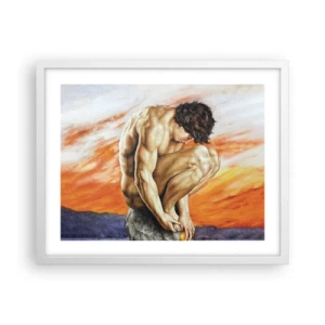 Affiche dans un cadre blanc - Poster - Plongé dans ses pensées - 50x40 cm