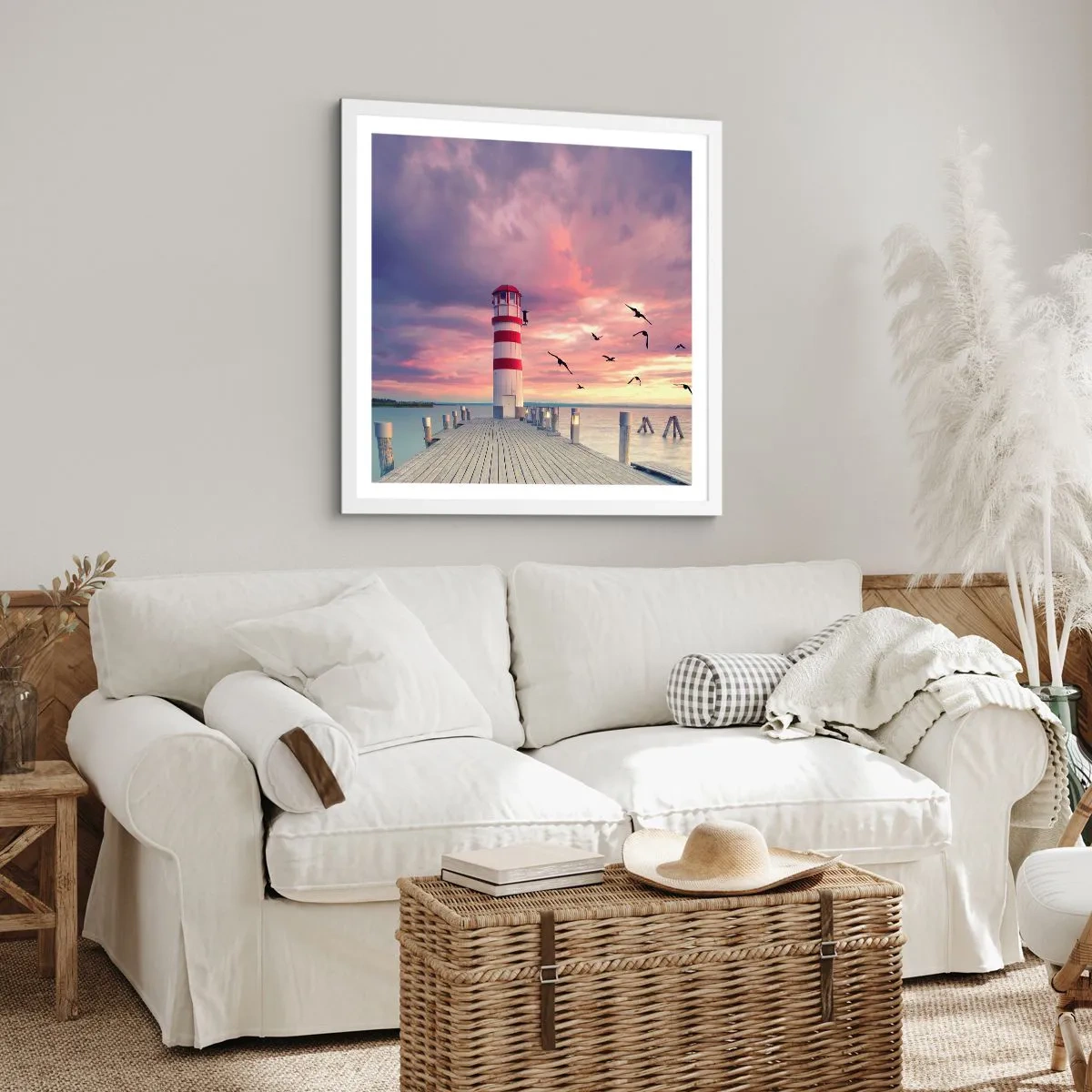 Affiche dans un cadre blanc - Poster - C'est l'heure d'aller au port - 40x40 cm