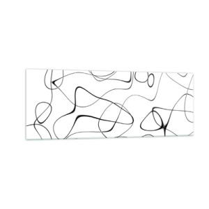 Impression sur verre - Image sur verre - Lignes noires abstraites sur fond blanc dans un style minimaliste - 140x50cm - Le chemin de la vie, les voies du hasard - Décoration murale moderne pour le salon et la chambre ARTTOR