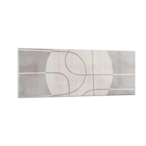 Impression sur verre - Image sur verre - Motif géométrique dans les tons de gris et de blanc - 140x50cm - Circulaire et tout droit - Décoration murale moderne pour le salon et la chambre ARTTOR