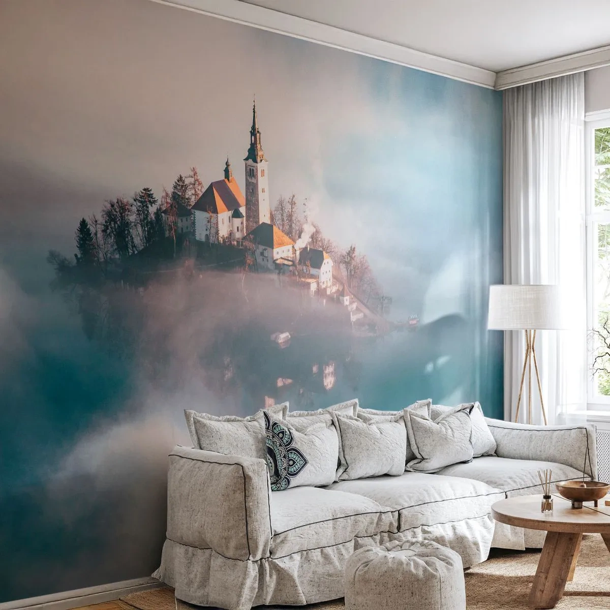 Papier Peint Photo Premium Canvas - Île de rêve - Paysage, Architecture, Église - 350x256 cm