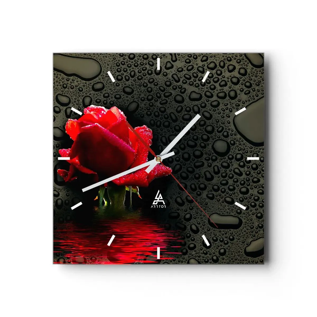 Horloge murale - Pendule murale - Rouge et noir - 40x40 cm