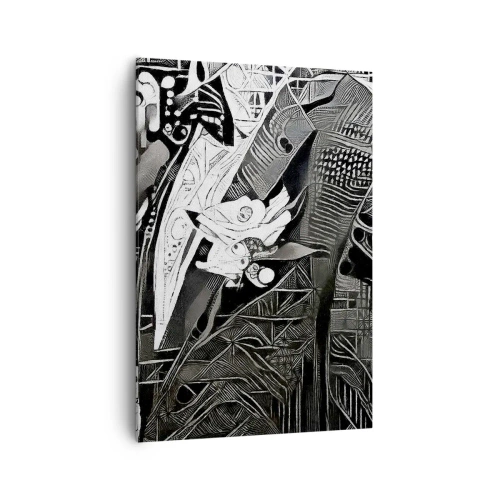 Impression sur toile - Image sur toile - Abstraction élégante d'un homme en costume en noir et blanc - 70x100cm - Seulement en apparence un homme froid - Décoration murale moderne pour le salon et la chambre ARTTOR