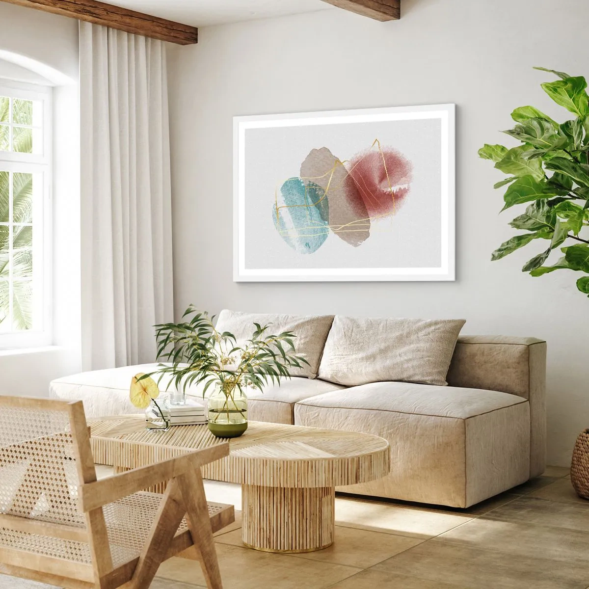 Affiche dans un cadre blanc - Poster - Coraux de l'espace - 100x70 cm