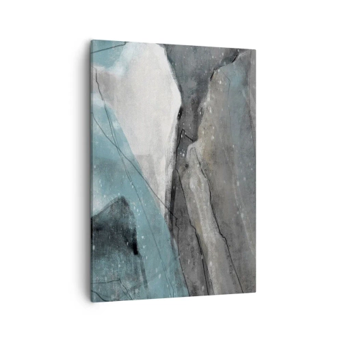 Impression sur toile - Image sur toile - Composition abstraite dans les tons de gris et de bleu - 50x70cm - Résumé : roches et glace - Décoration murale moderne pour le salon et la chambre ARTTOR