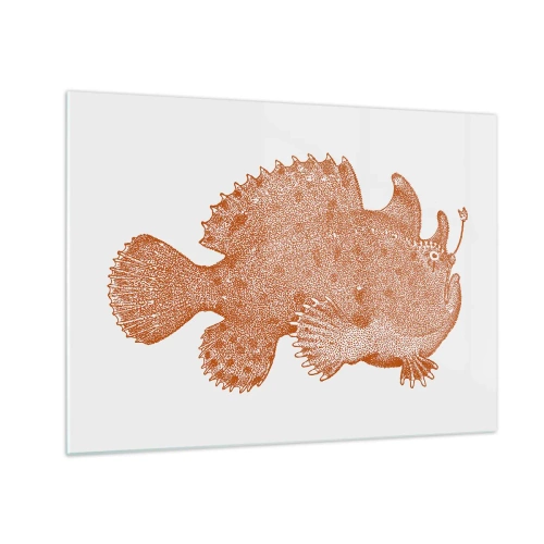 Impression sur verre - Image sur verre - Un dessin rouillé d'un poisson des profondeurs réalisé à l'aide de la technique du point - 70x50cm - Et pourtant un poisson - Décoration murale moderne pour le salon et la chambre ARTTOR