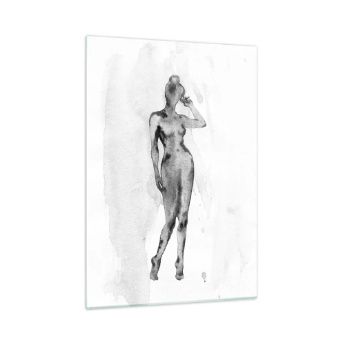 Impression sur verre - Image sur verre - Silhouette d'une femme en nuances de gris sur fond blanc - 50x70cm - Etude de l'idéal de la féminité - Décoration murale moderne pour le salon et la chambre ARTTOR