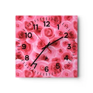 Horloge murale - Pendule murale - Roses en-haut et en-bas - 30x30 cm