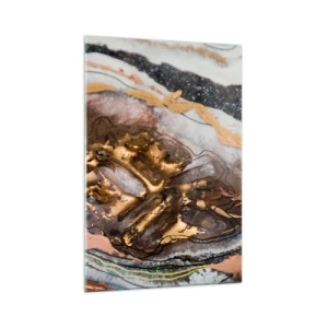 Impression sur verre - Image sur verre - Composition abstraite avec des éléments d'or et de cristaux - 70x100cm - Élément de la terre - Décoration murale moderne pour le salon et la chambre ARTTOR