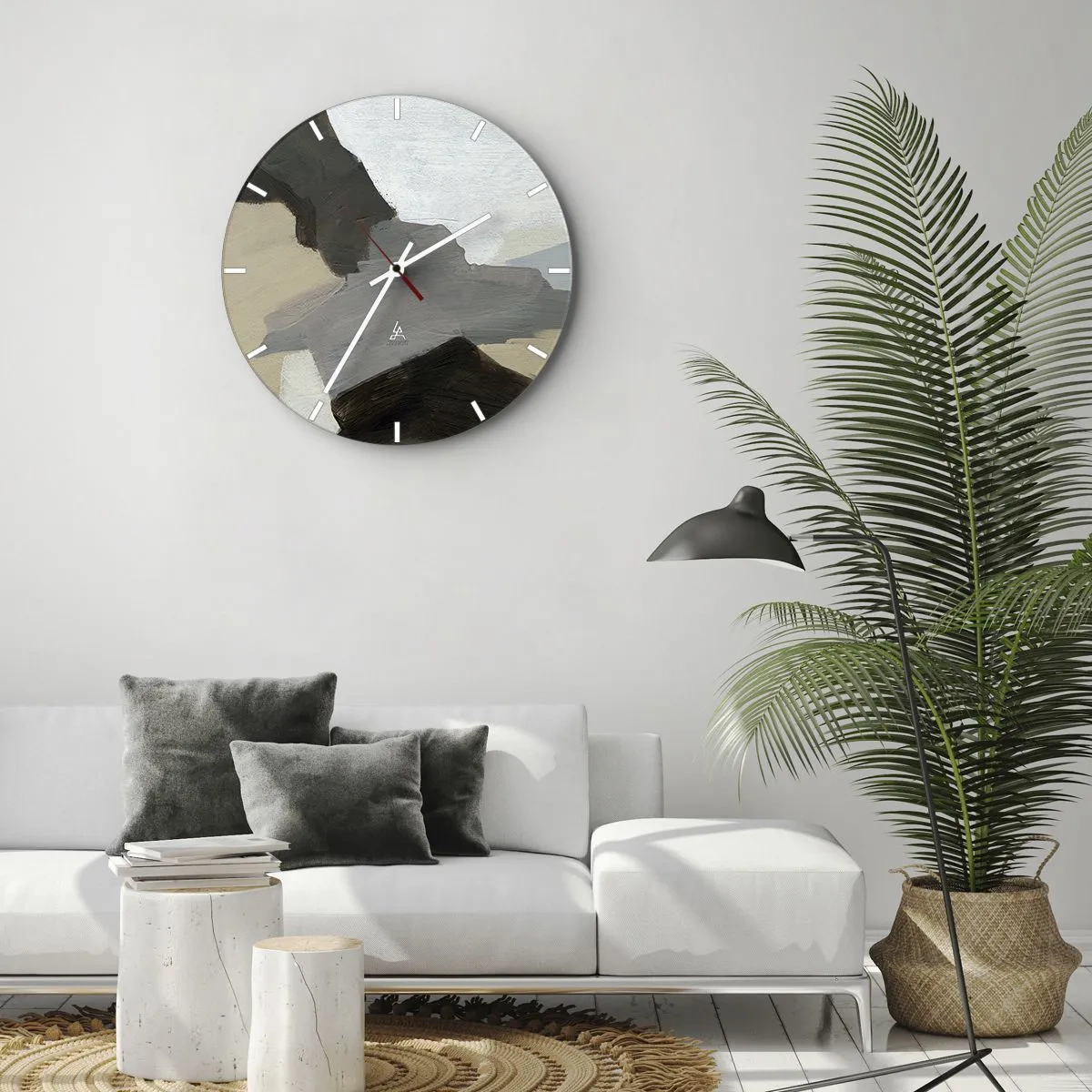 Horloge murale - Pendule murale - Abstraction : le carrefour du gris - 40x40 cm