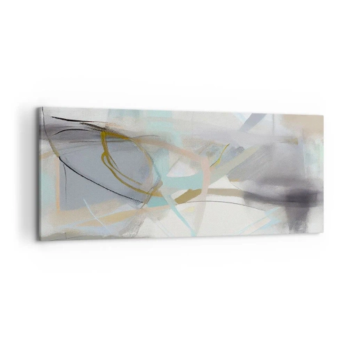 Impression sur toile - Image sur toile - Abstraction pastel aux lignes délicates - 120x50cm - Abstraction brumeuse - Décoration murale moderne pour le salon et la chambre ARTTOR
