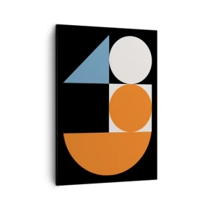 Impression sur toile - Image sur toile - Motif géométrique avec des formes colorées sur fond noir - 50x70cm - Rangement de figures - Décoration murale moderne pour le salon et la chambre ARTTOR