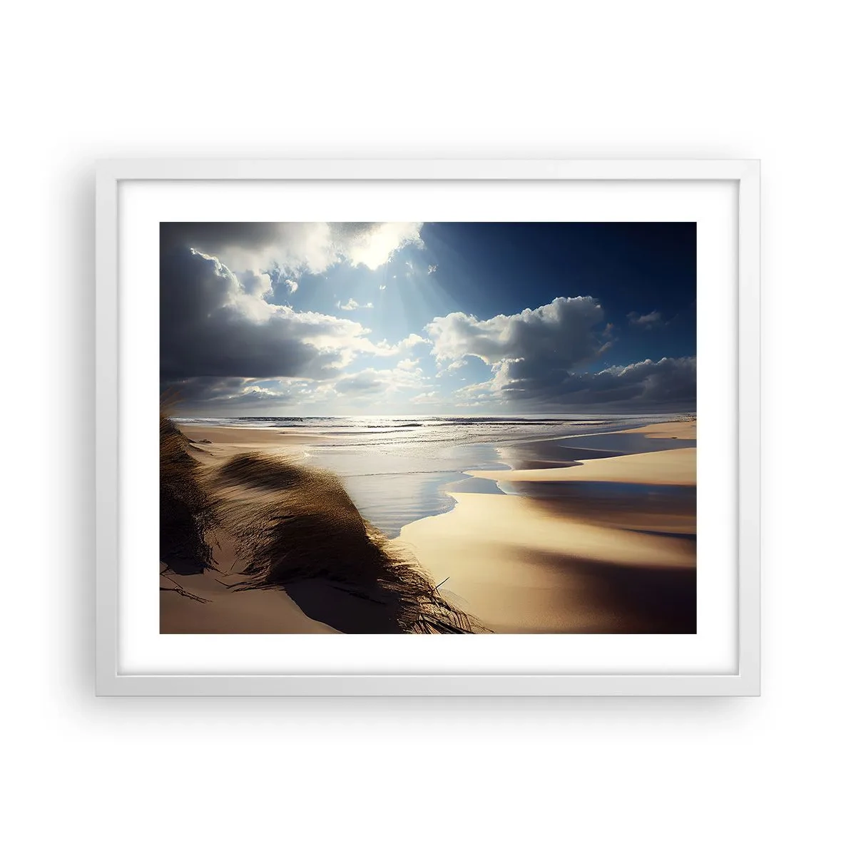 Affiche dans un cadre blanc - Poster - Plage, plage sauvage - 50x40 cm