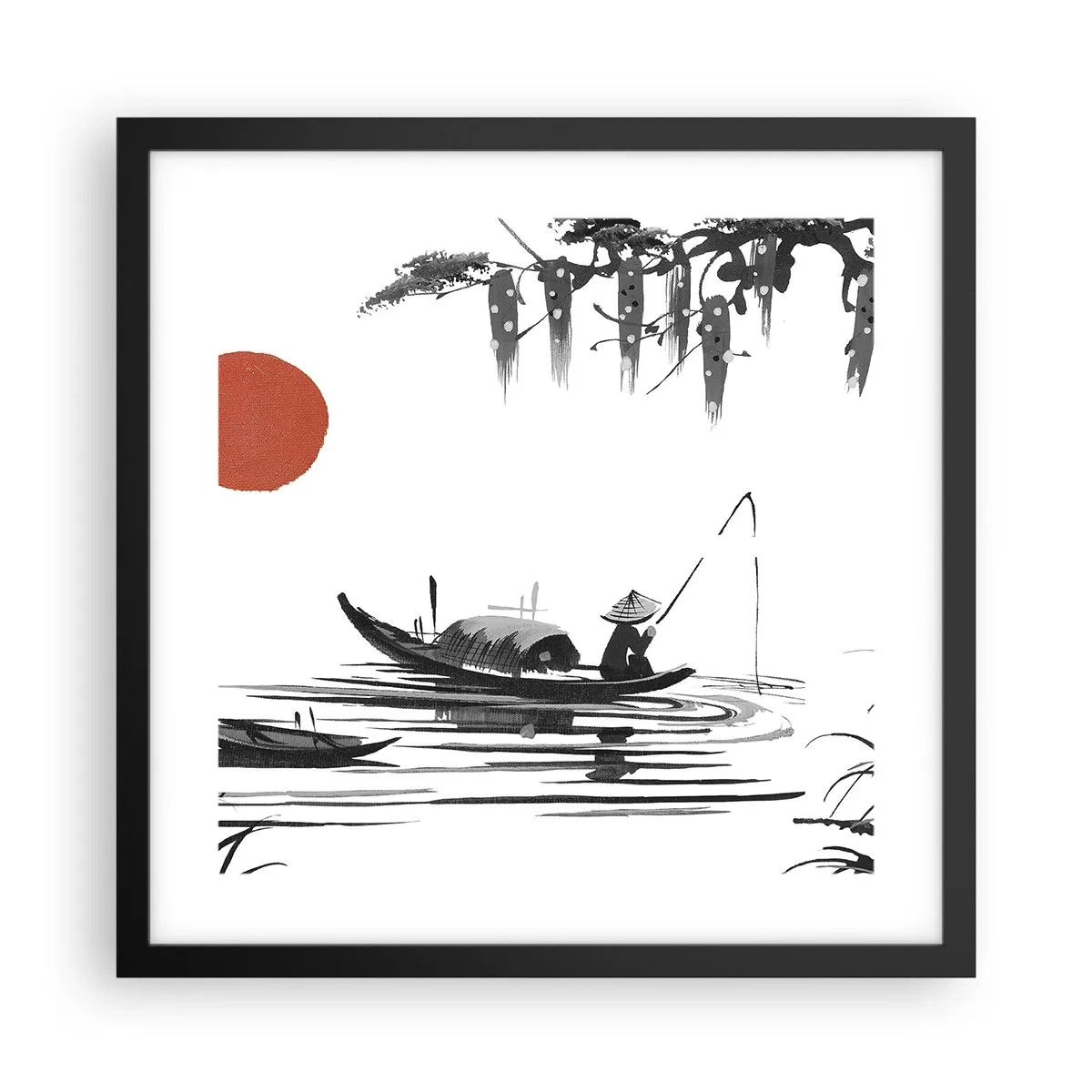 Affiche dans un cadre noir - Poster - Après-midi asiatique - 40x40 cm