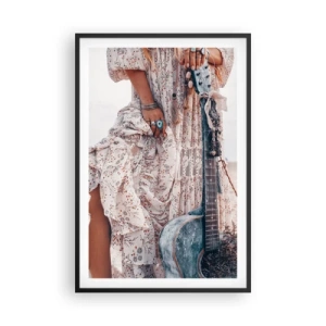 Affiche dans un cadre noir - Poster - Enfant de fleur en route - 61x91 cm