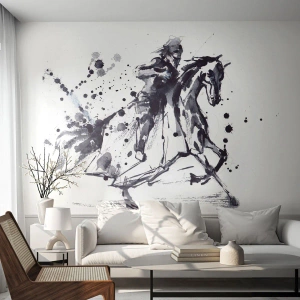 Papier peint sur mesure Autocollant Deluxe - Chevalier noir - Abstraction, Chevalier à cheval, Armure de chevalier