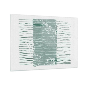 Impression sur verre - Image sur verre - Les lignes horizontales de la mer avec un effet vieilli créent une structure abstraite - 70x50cm - Abstraction de la mer - Décoration murale moderne pour le salon et la chambre ARTTOR