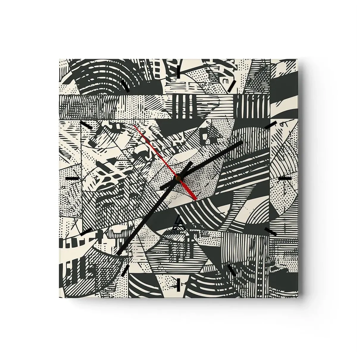Horloge murale - Pendule murale - Motifs géométriques abstraits dans des tons de vert sur fond clair - 30x30cm - Dynamique du modernisme - Décoration murale moderne pour le salon et la chambre ARTTOR