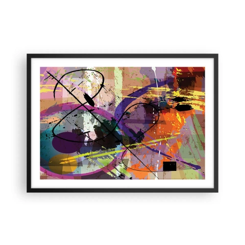 Affiche dans un cadre noir - Poster - Un motif abstrait coloré avec des lignes et des formes dynamiques. - 70x50cm - Vous pouvez aller tout droit ou autour - Décoration murale moderne pour le salon et la chambre ARTTOR