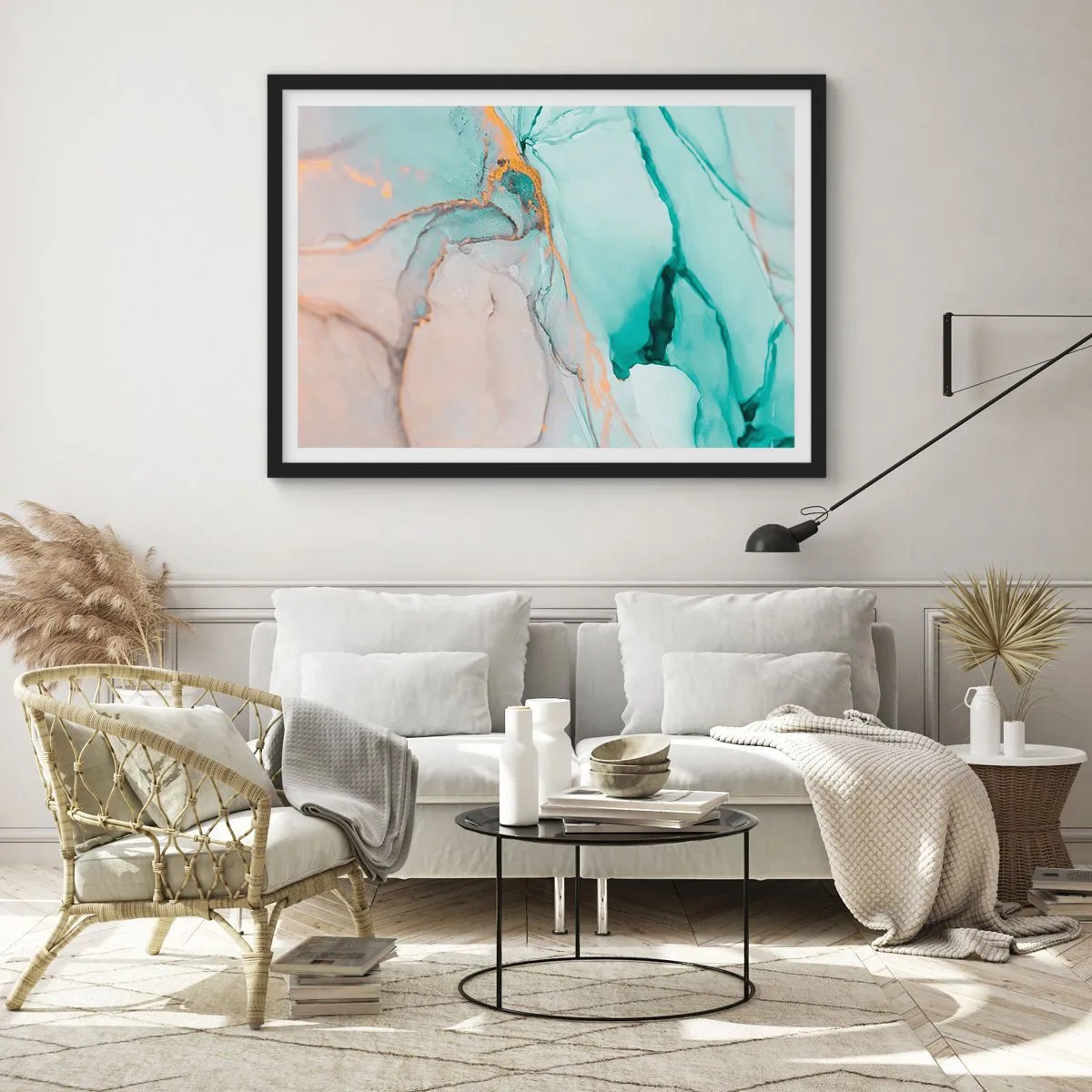 Affiche dans un cadre noir - Poster - Danse des formes et des couleurs - 40x30 cm