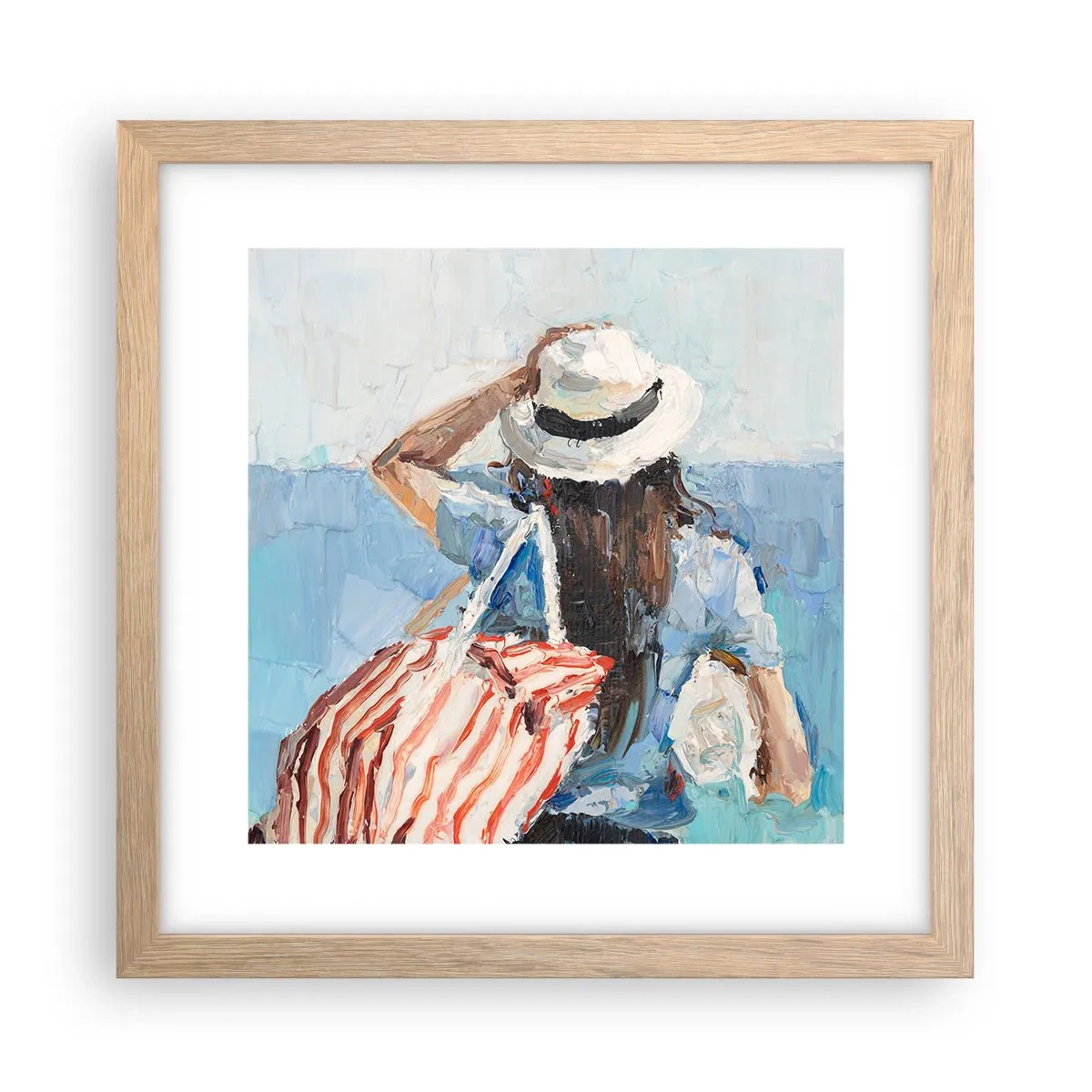 Affiche dans un chêne clair - Poster - Bienvenue à vos vacances - 30x30 cm