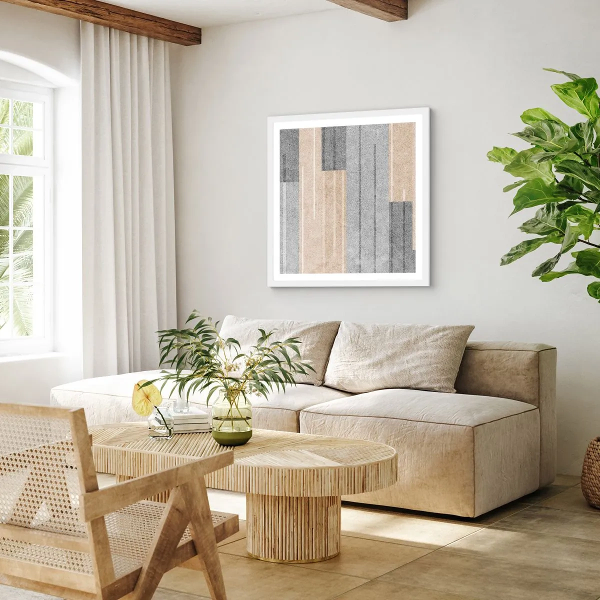 Affiche dans un cadre blanc - Poster - Composition : se tenir droit - 30x30 cm