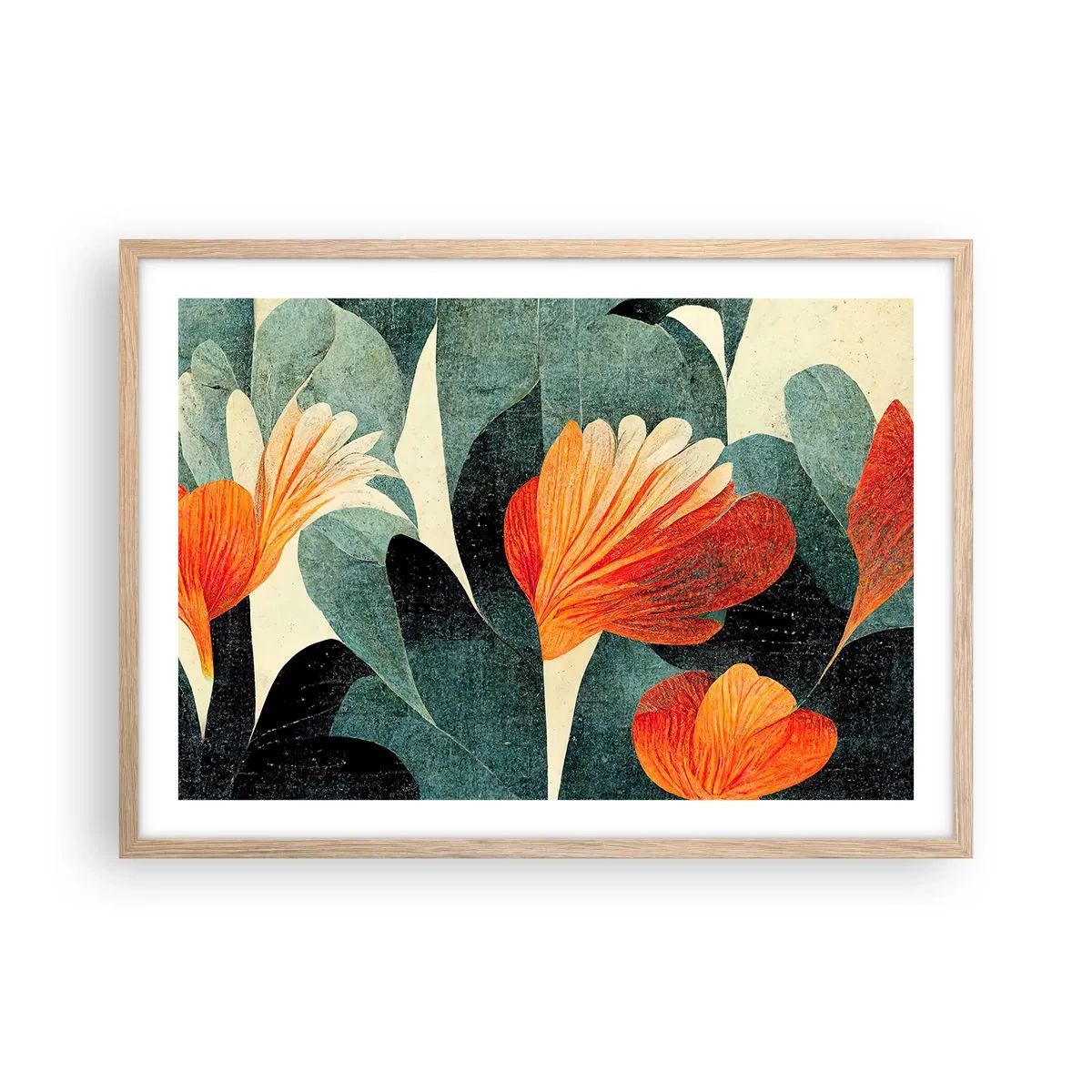 Affiche dans un chêne clair - Poster - La chaleur des tropiques et la fraîcheur de la verdure - 70x50 cm