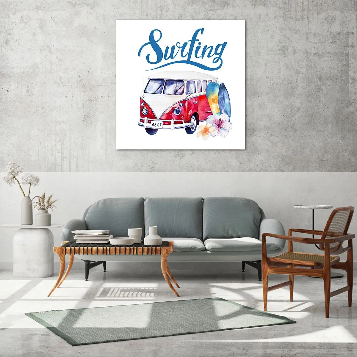 Impression sur verre - Image sur verre - Concombre - un classique pour un surfeur - 70x70 cm