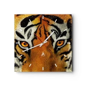 Horloge murale - Pendule murale - Portrait en gros plan d'un tigre au regard intense - 30x30cm - Terrible et beau - Décoration murale moderne pour le salon et la chambre ARTTOR