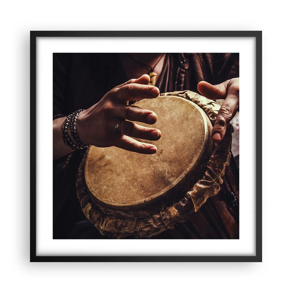 Affiche dans un cadre noir - Poster - Au rythme du coeur - 50x50 cm