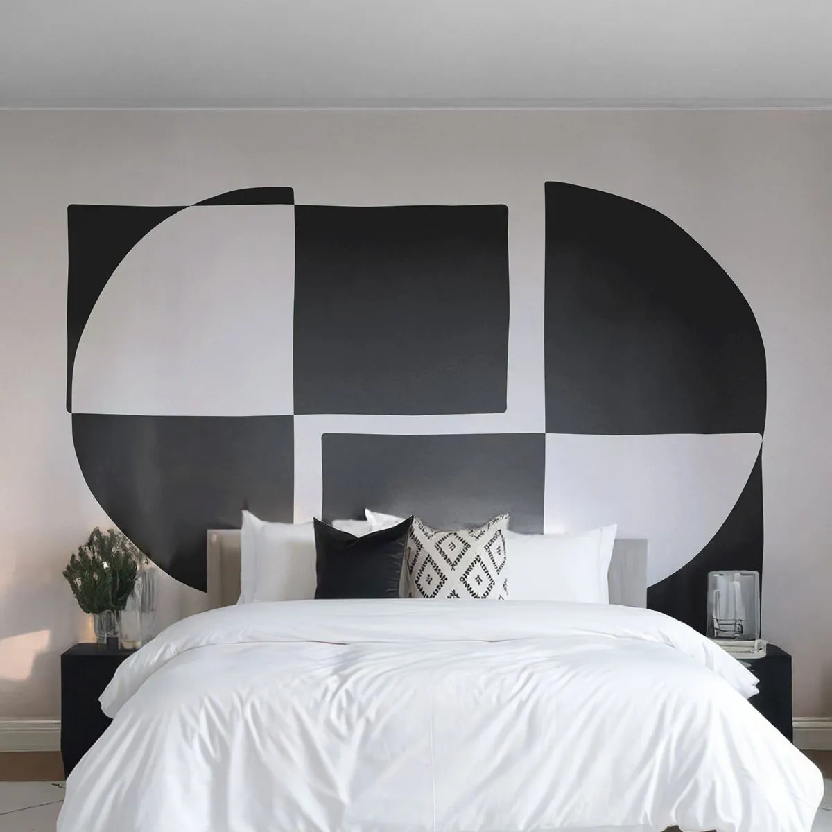 Papier Peint Autocollant Deluxe Sticker - Antithèse - Synthèse - Abstraction, Morceau, Noir et blanc - 350x256 cm