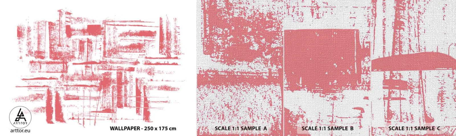 Échantillon de Papier Peint Premium Canvas - La ville rouge - Abstraction, Graphique, Peinture - 100x30 cm