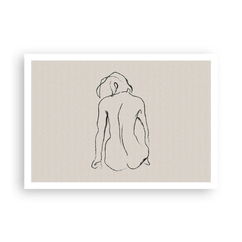 Affiche - Poster - Un croquis subtil de la silhouette d'une fille de dos - 100x70cm - Femme nue - Décoration murale moderne pour le salon et la chambre ARTTOR