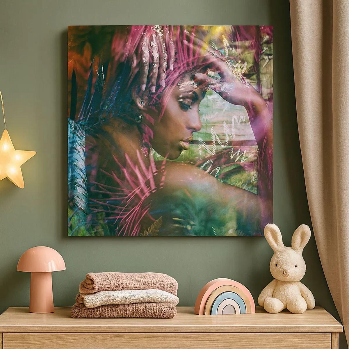 Impression sur toile - Image sur toile - Dame Nature dans la jungle - 30x30 cm