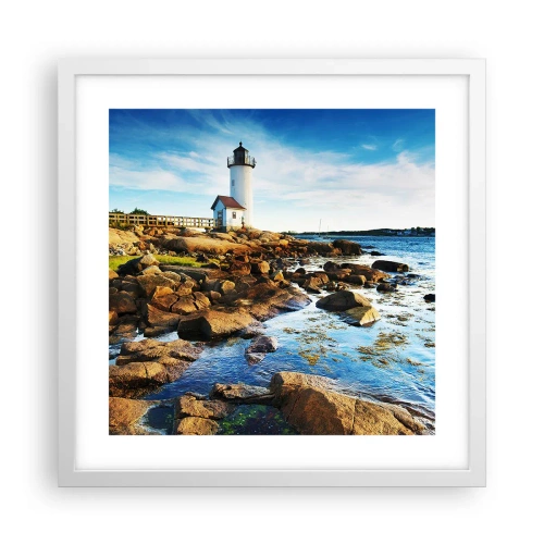 Affiche dans un cadre blanc - Poster - Revenez heureux, j'attends - 40x40 cm