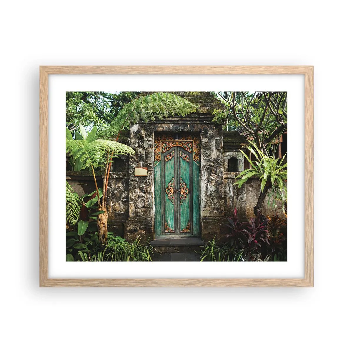 Affiche dans un chêne clair - Poster - Porte vers un monde exotique - 50x40 cm