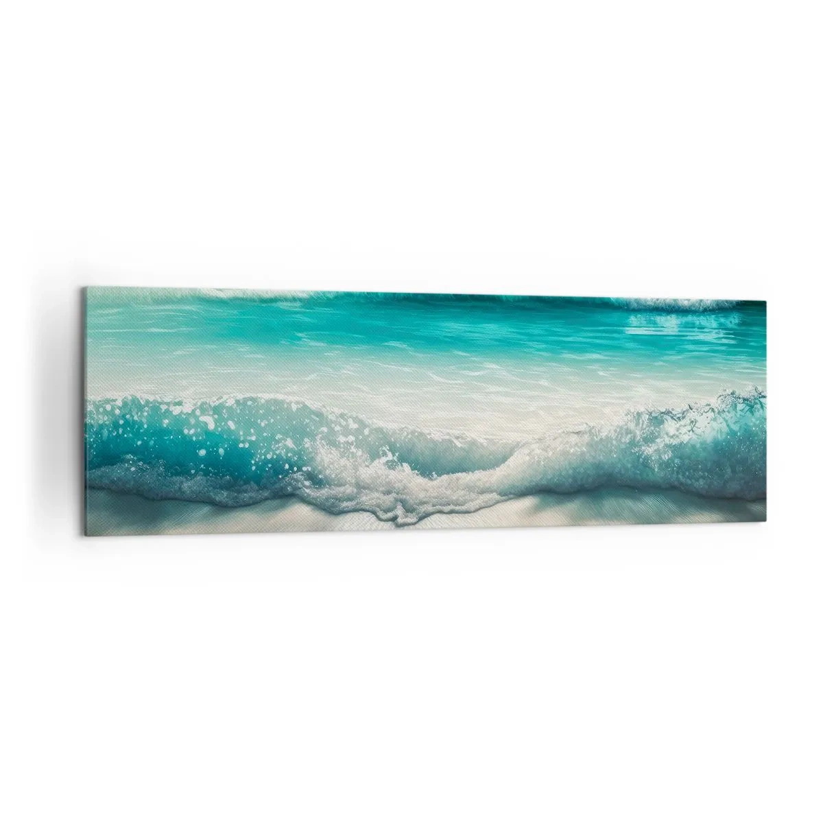 Impression sur toile - Image sur toile - Vagues de l'océan sur une plage de sable clair - 160x50cm - La paix de l'océan - Décoration murale moderne pour le salon et la chambre ARTTOR