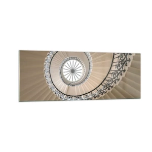 Impression sur verre - Image sur verre - Escalier en colimaçon dans une approche géométrique élégante - 140x50cm - À l'intérieur de la coquille - Décoration murale moderne pour le salon et la chambre ARTTOR
