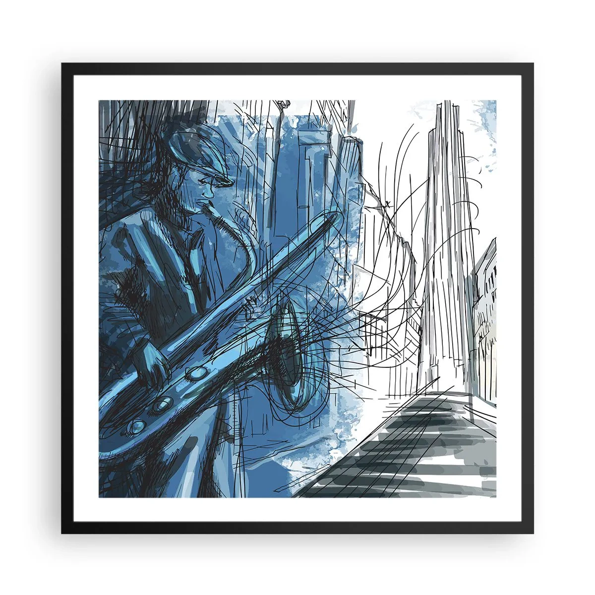 Affiche dans un cadre noir - Poster - Rhapsodie urbaine - 60x60 cm