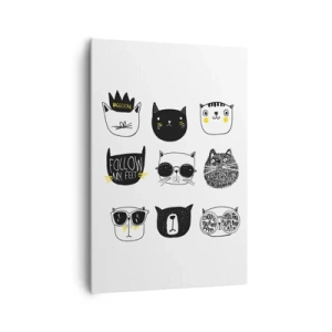 Impression sur toile - Image sur toile - Illustrations de chats élégantes dans un style minimaliste - 70x100cm - Tous les autres - Décoration murale moderne pour le salon et la chambre ARTTOR