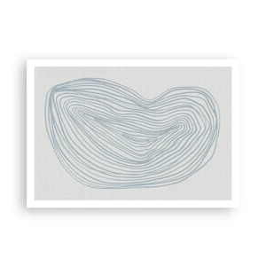 Affiche - Poster - Motif de vague abstrait en bleu délicat - 100x70cm - Une goutte de sourire - Décoration murale moderne pour le salon et la chambre ARTTOR