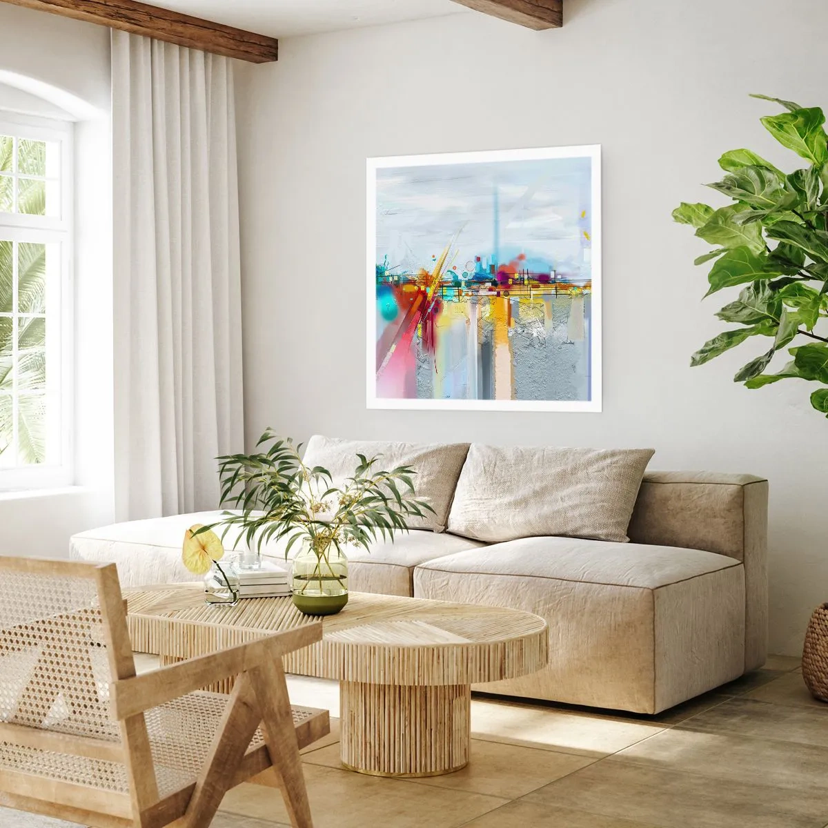 Affiche - Poster - Pont de joie sur le fleuve de la vie - 50x50 cm