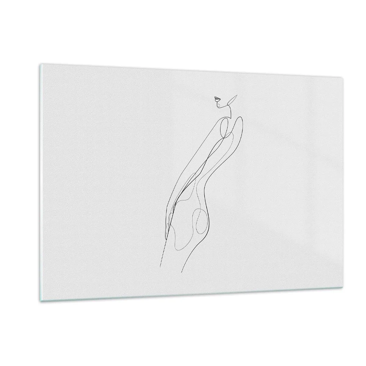 Impression sur verre - Image sur verre - Une ligne minimaliste représentant une silhouette féminine - 120x80cm - Juste une promesse - Décoration murale moderne pour le salon et la chambre ARTTOR