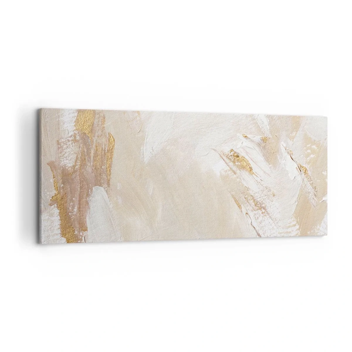 Impression sur toile - Image sur toile - Des tons abstraits délicats dans des tons beiges et dorés - 120x50cm - Composition pastel - Décoration murale moderne pour le salon et la chambre ARTTOR