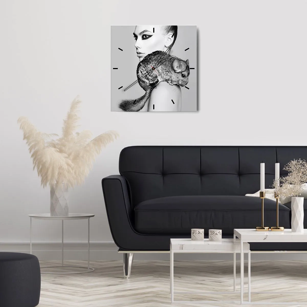 Horloge murale - Pendule murale - Dame au chinchilla - 30x30 cm