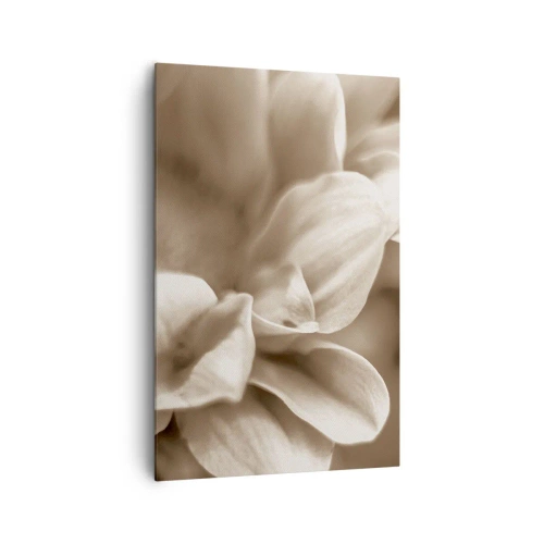 Impression sur toile - Image sur toile - Gros plan de fleurs dans un ton sépia délicat avec des contours doux - 80x120cm - Doux comme un sourire - Décoration murale moderne pour le salon et la chambre ARTTOR