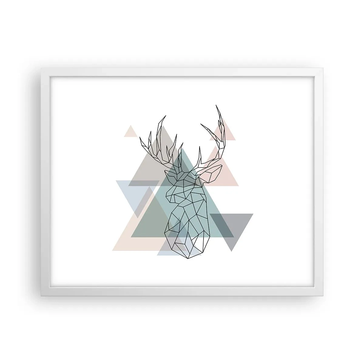 Affiche dans un cadre blanc - Poster - Dans une forêt géométrique - 50x40 cm