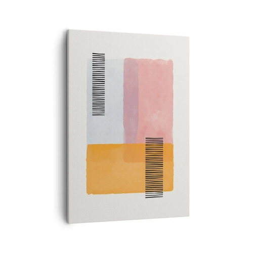 Impression sur toile - Image sur toile - Géométrie aux couleurs pastel avec des lignes sur fond clair - 50x70cm - D'un coin à l'autre - Décoration murale moderne pour le salon et la chambre ARTTOR
